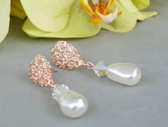 Náušnice - tepané kapky s perlou
